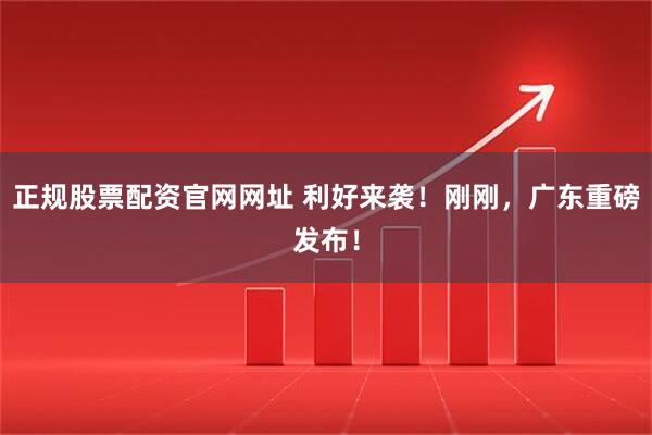 正规股票配资官网网址 利好来袭！刚刚，广东重磅发布！